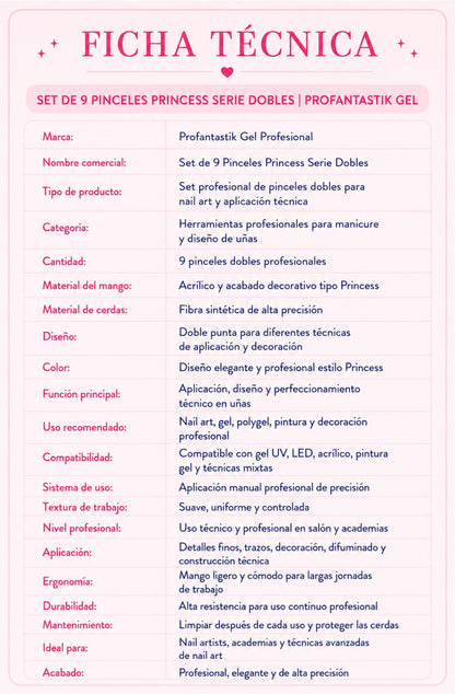 SET DE 9 PINCELES PRINCES SERIE DOBLES
