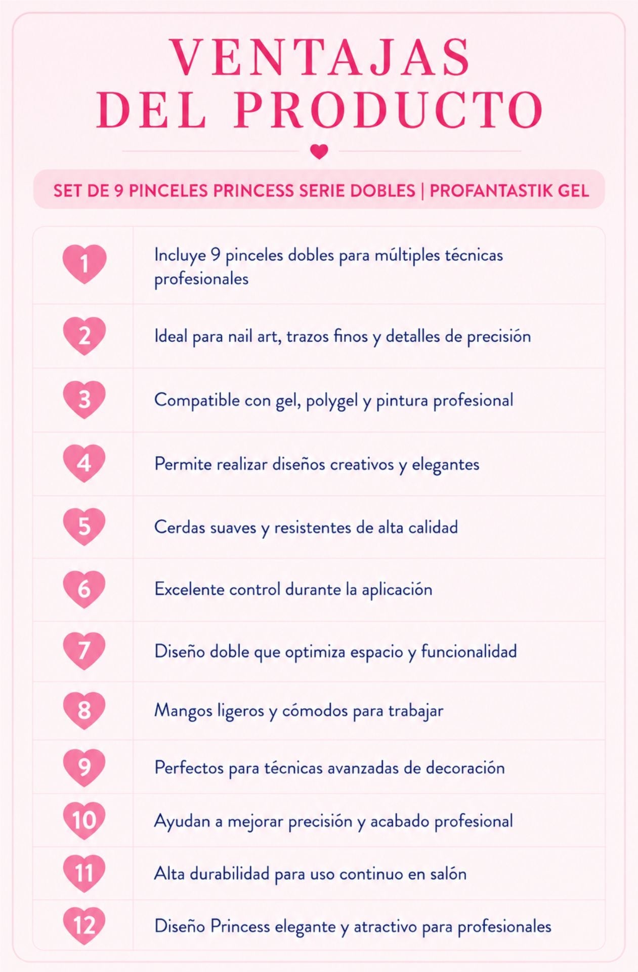 SET DE 9 PINCELES PRINCES SERIE DOBLES