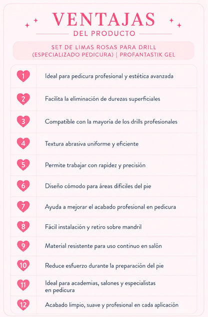 SET LIMAS ROSAS PARA DRILL ESPECIALIZADO PEDICURA
